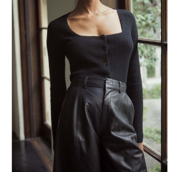 vince square neck cashmere cardigan